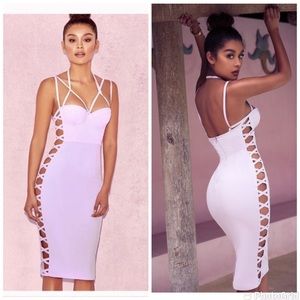 House Of CB Saskia Lilac Strap Detail Midi Dress
